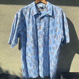 Mens Op Sport Collared Button-up Shirt With Pocket Size Large